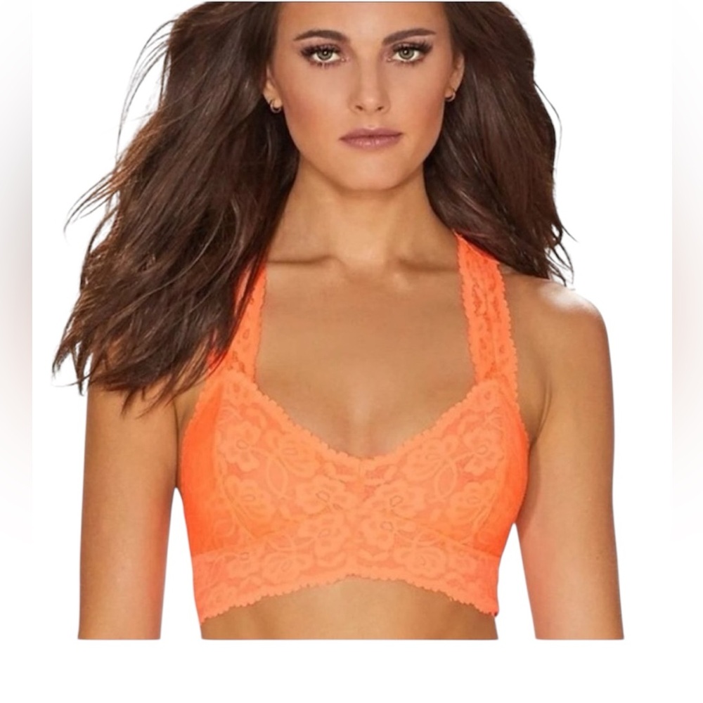 Free‎ People Orange Galloon Lace Racerback Bralette Size Small